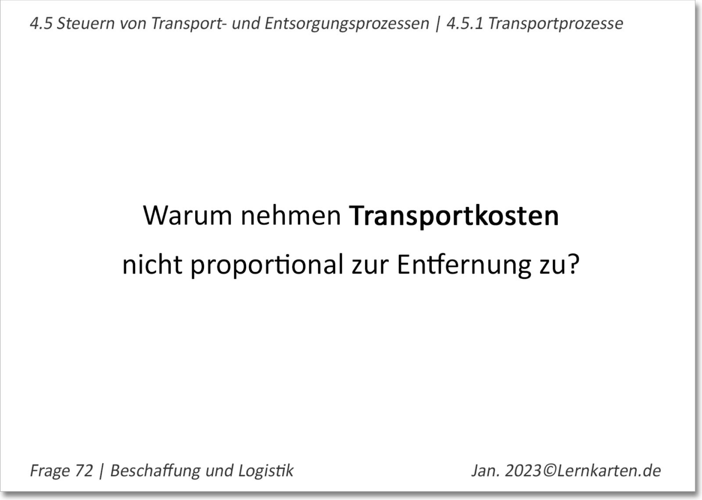 Beschaffung Lernkarte Beispiel Handelsfachwirt IHK Frage Transportkosten